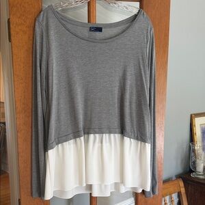 GAP Gray and Cream Layered Blouse